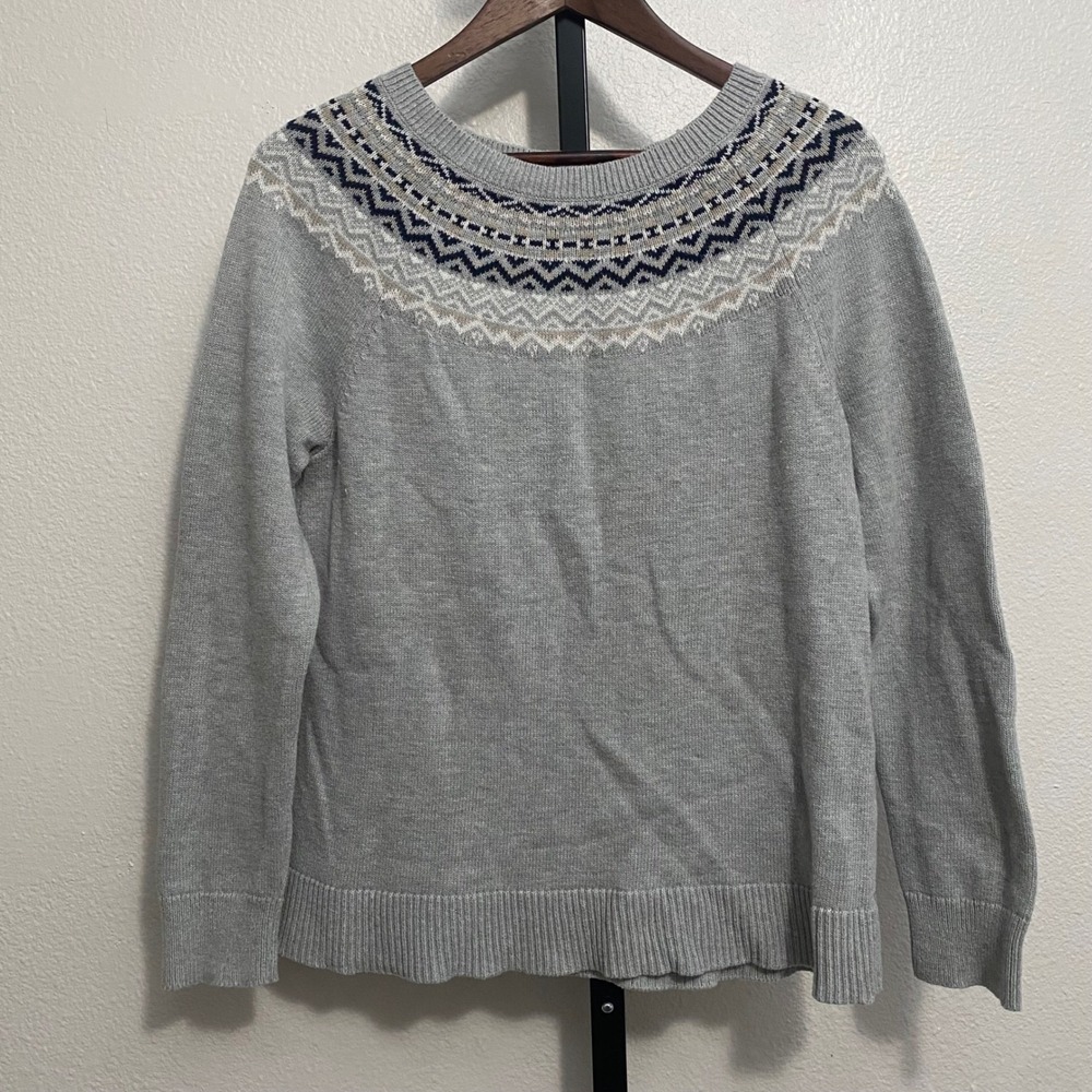 Banana Republic Faire Isle Sweater Womens M Nordic Heritage Fisherman Cotton